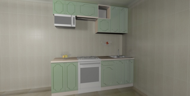 Светло зеленая кухня для маленькой квартиры